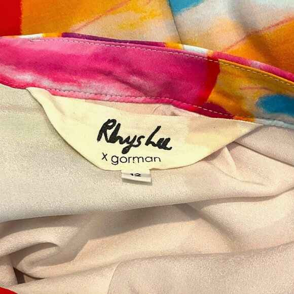 Rhys Lee X Gorman Pants Multicolor Silk Blend Extra Wide Leg Size 12 Women's - Picture 7 of 9